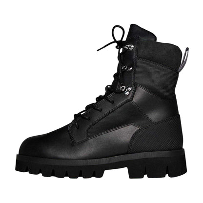 Black - Side - Heron Preston Womens-Ladies Leather Combat Boots
