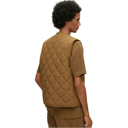 Beige - Back - Boss Mens Okella V Neck Regular Gilet