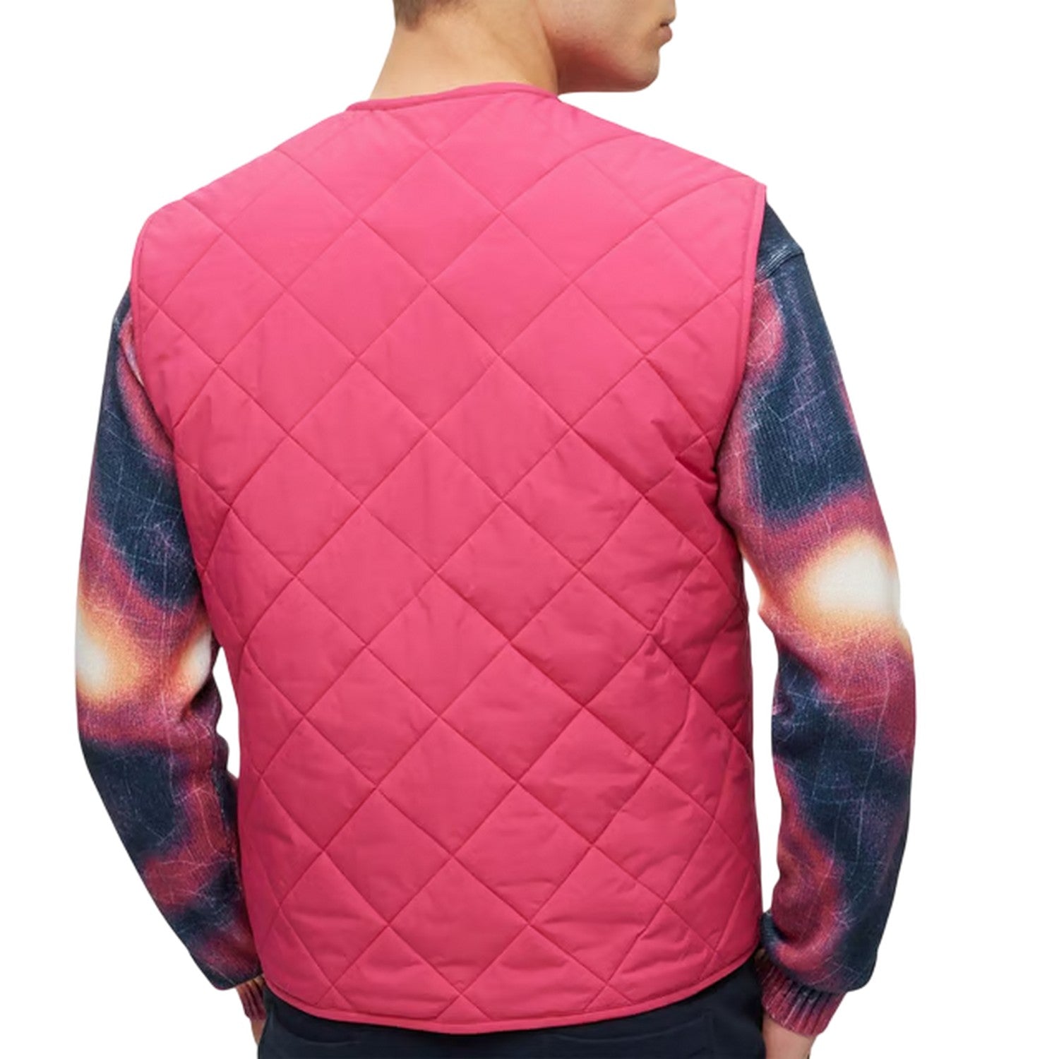 Medium Pink - Back - Boss Mens Okella V Neck Regular Gilet