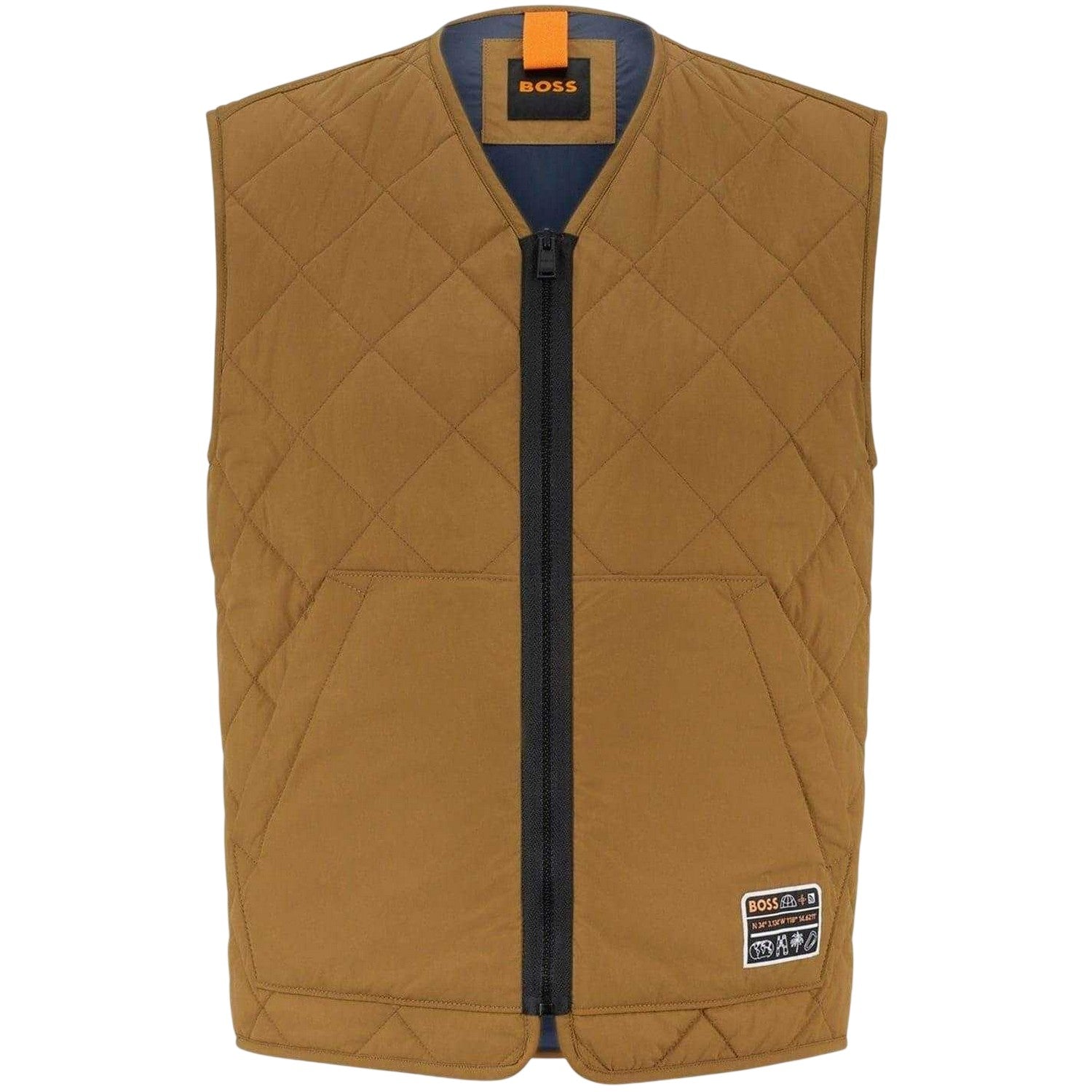 Beige - Front - Boss Mens Okella V Neck Regular Gilet