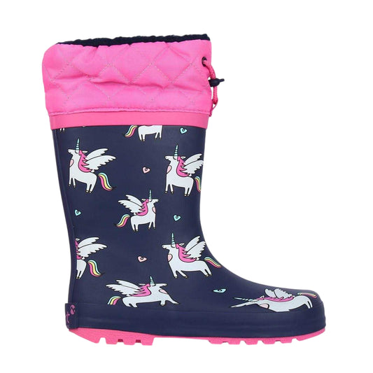 Black-Pink - Front - Gelert Childrens-Kids Unicorn Wellington Boots