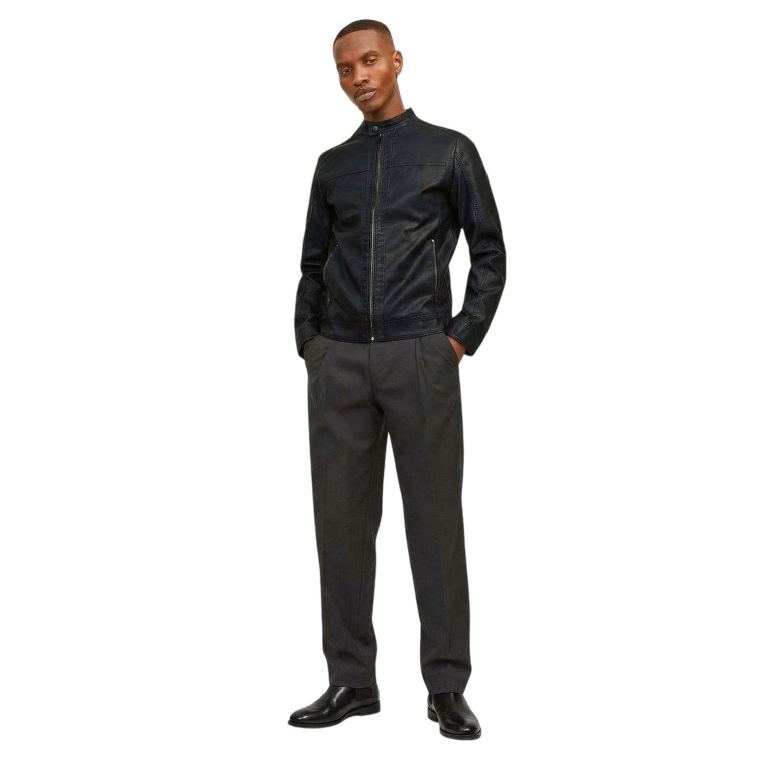 Black - Pack Shot - Jack And Jones Mens Warner Pocket Zipped Jacket