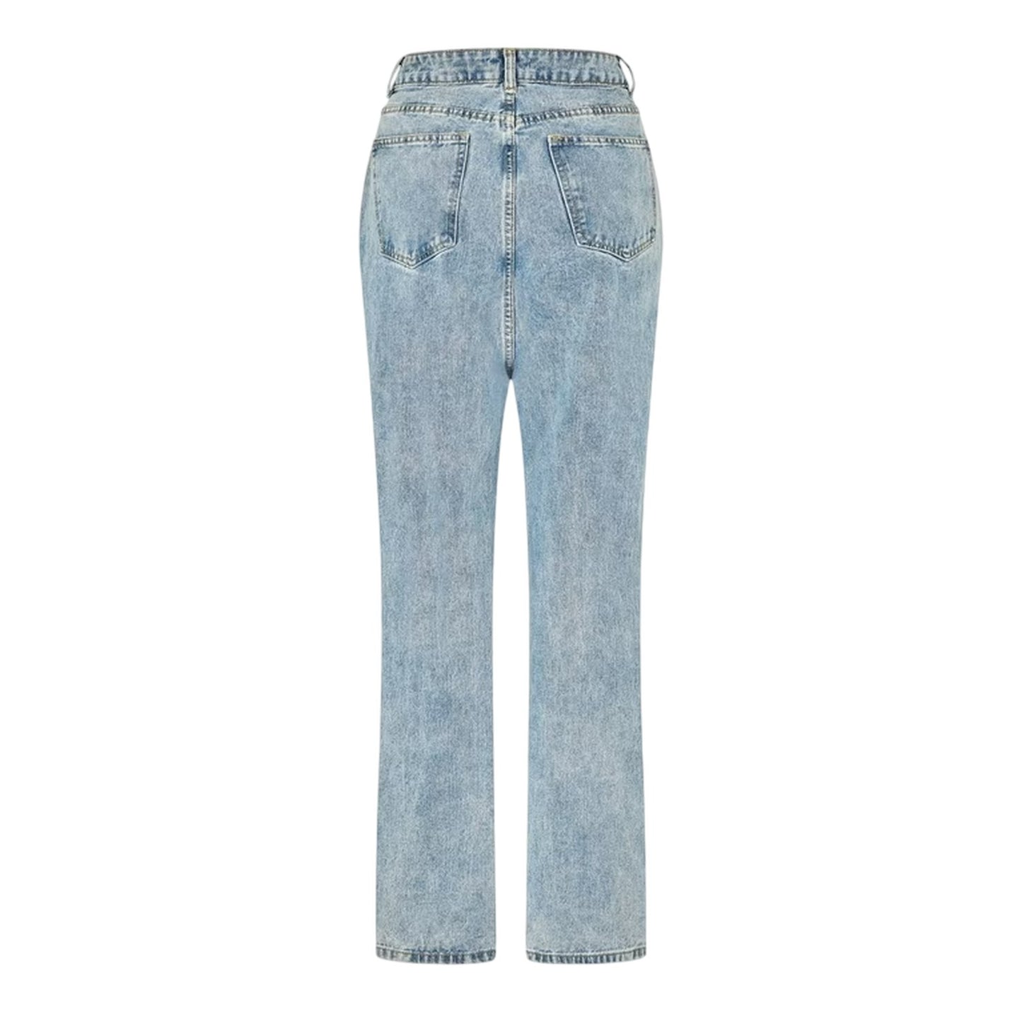 Blue - Back - I Saw It First Womens-Ladies Denim Zip Wide Leg Jeans