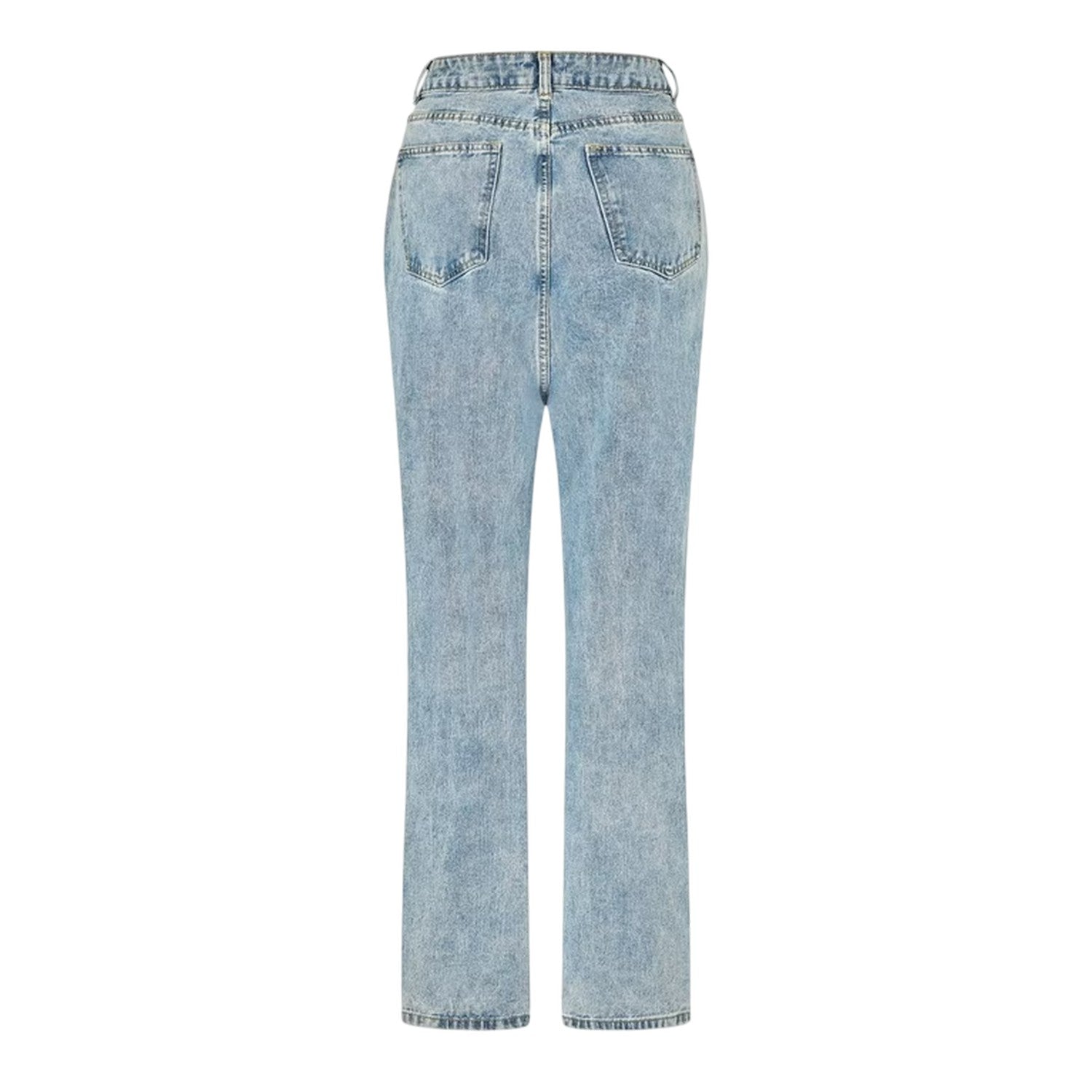 Blue - Back - I Saw It First Womens-Ladies Denim Zip Wide Leg Jeans