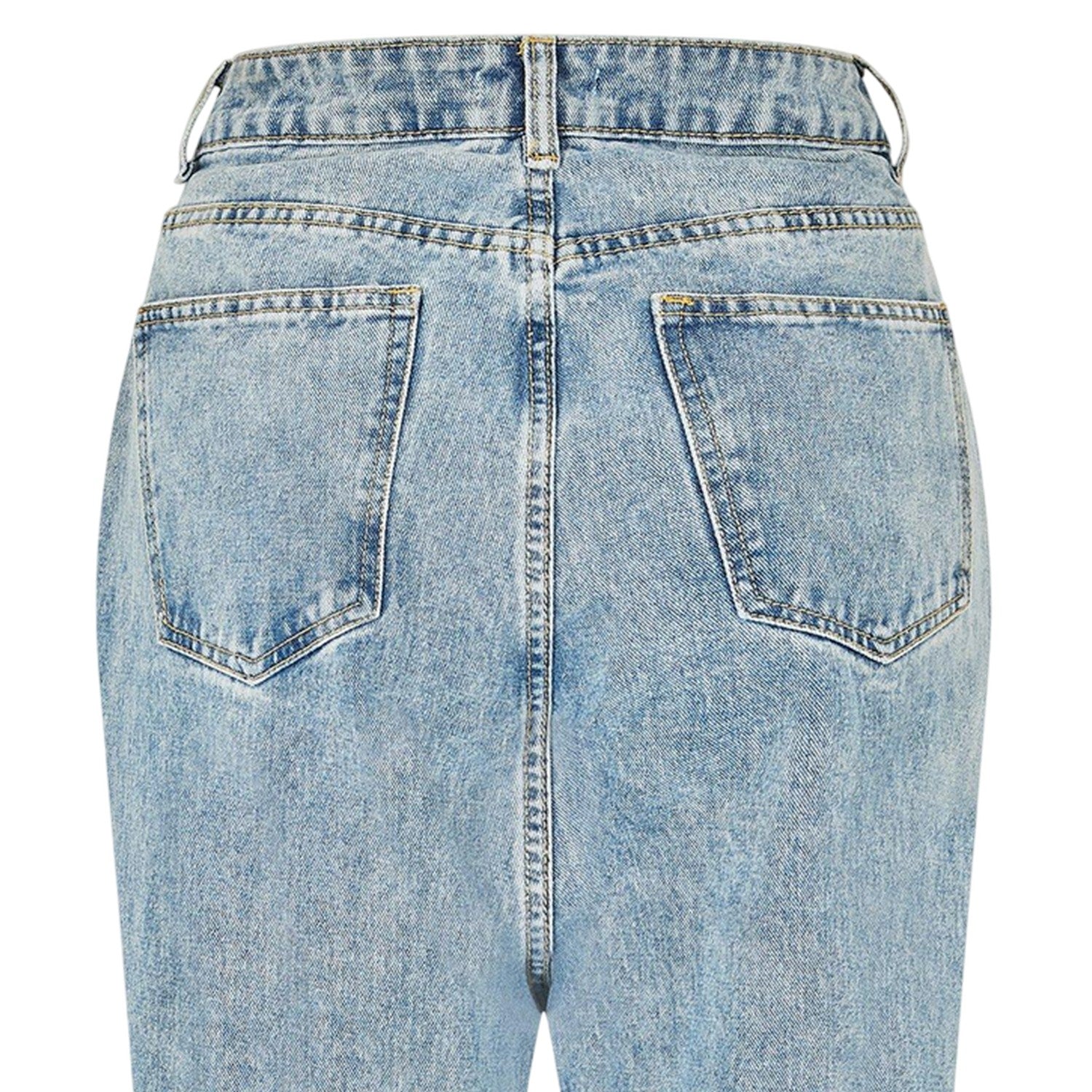 Blue - Lifestyle - I Saw It First Womens-Ladies Denim Zip Wide Leg Jeans