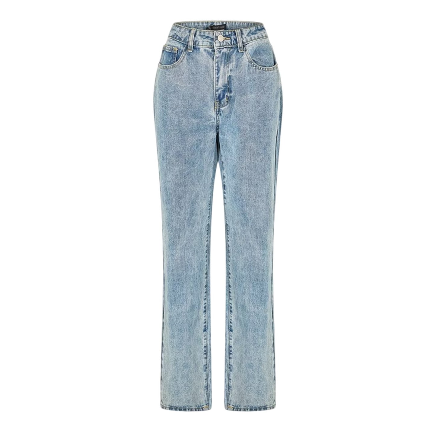 Blue - Front - I Saw It First Womens-Ladies Denim Zip Wide Leg Jeans