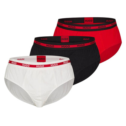 Red - Front - Hugo Mens Stretch Briefs (Pack of 3)