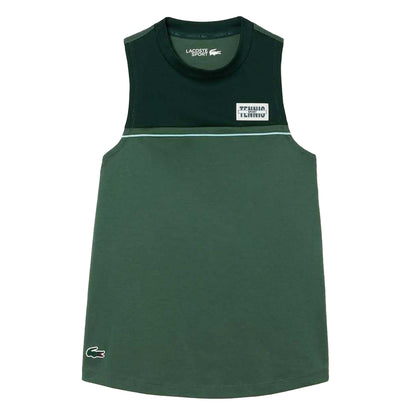 Green - Front - Lacoste Womens-Ladies Contrast Cotton Stretch Sport Tank Top