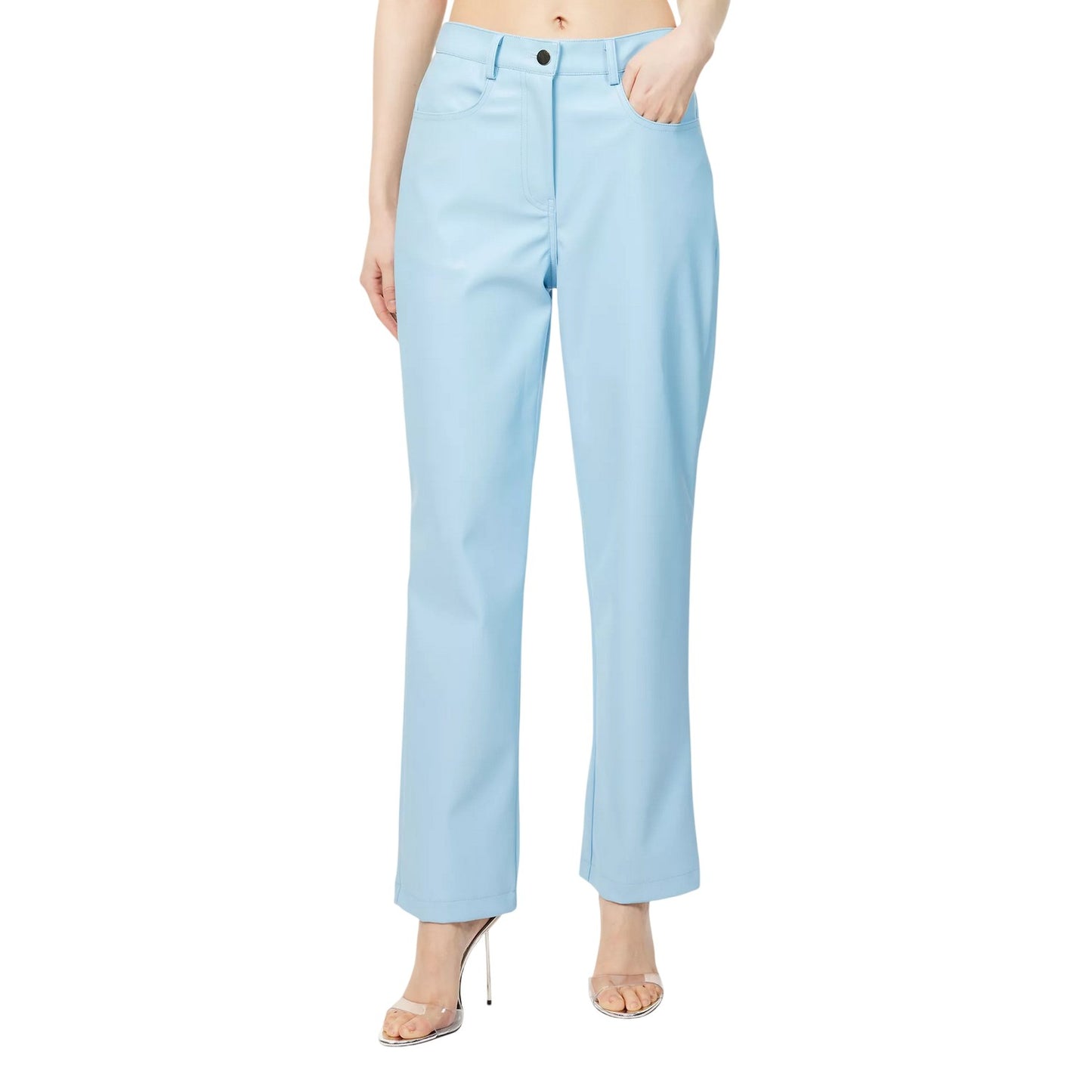 Blue - Side - AmyLynn Womens-Ladies Straight Trousers
