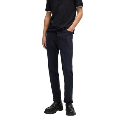 Dark Blue - Side - Hugo Mens 5 Pockets Tapered Jeans