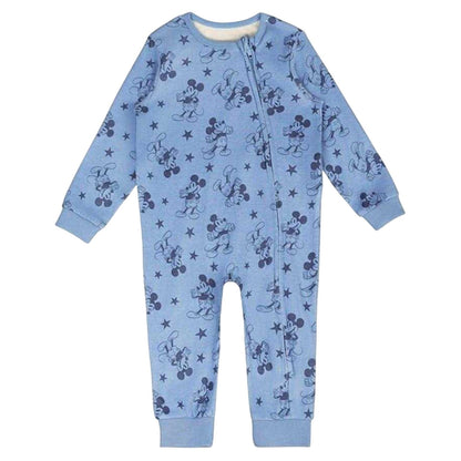 Blue-White-Grey - Back - Mickey Mouse Baby Sleepsuit (Pack of 3)