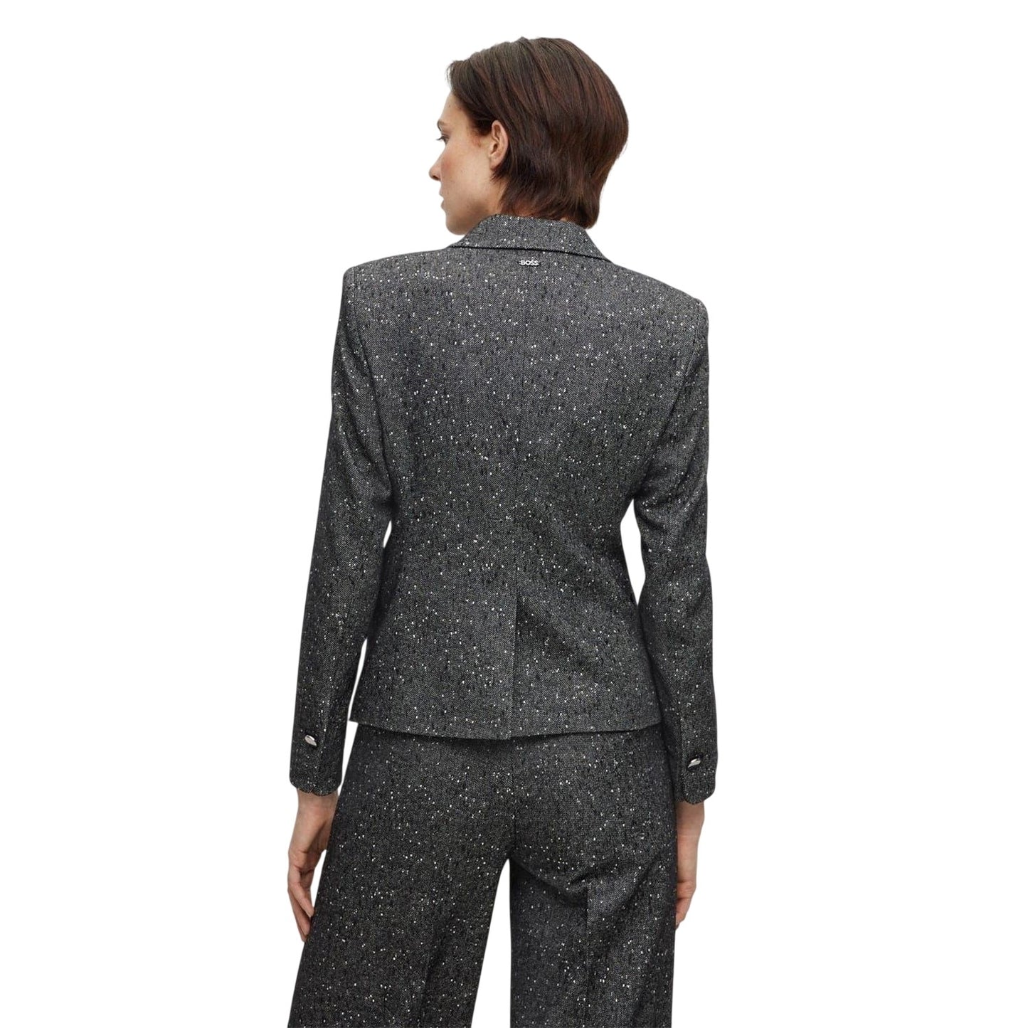 Dark Grey - Back - Boss Womens-Ladies Jocanah Speckle Regular Suit Jacket