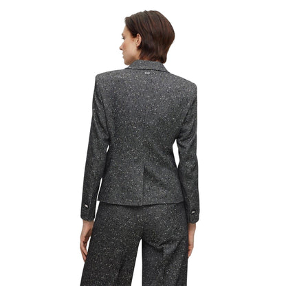 Dark Grey - Back - Boss Womens-Ladies Jocanah Speckle Regular Suit Jacket