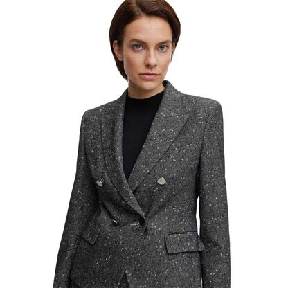 Dark Grey - Side - Boss Womens-Ladies Jocanah Speckle Regular Suit Jacket