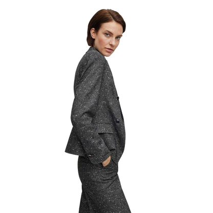 Dark Grey - Lifestyle - Boss Womens-Ladies Jocanah Speckle Regular Suit Jacket