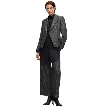 Dark Grey - Pack Shot - Boss Womens-Ladies Jocanah Speckle Regular Suit Jacket
