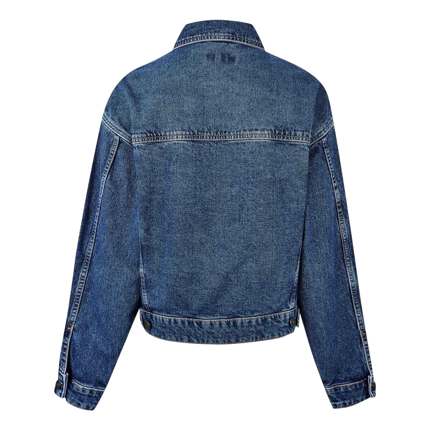 Washed Blue - Back - Guess Womens-Ladies Denim Oversized Trucker Jacket