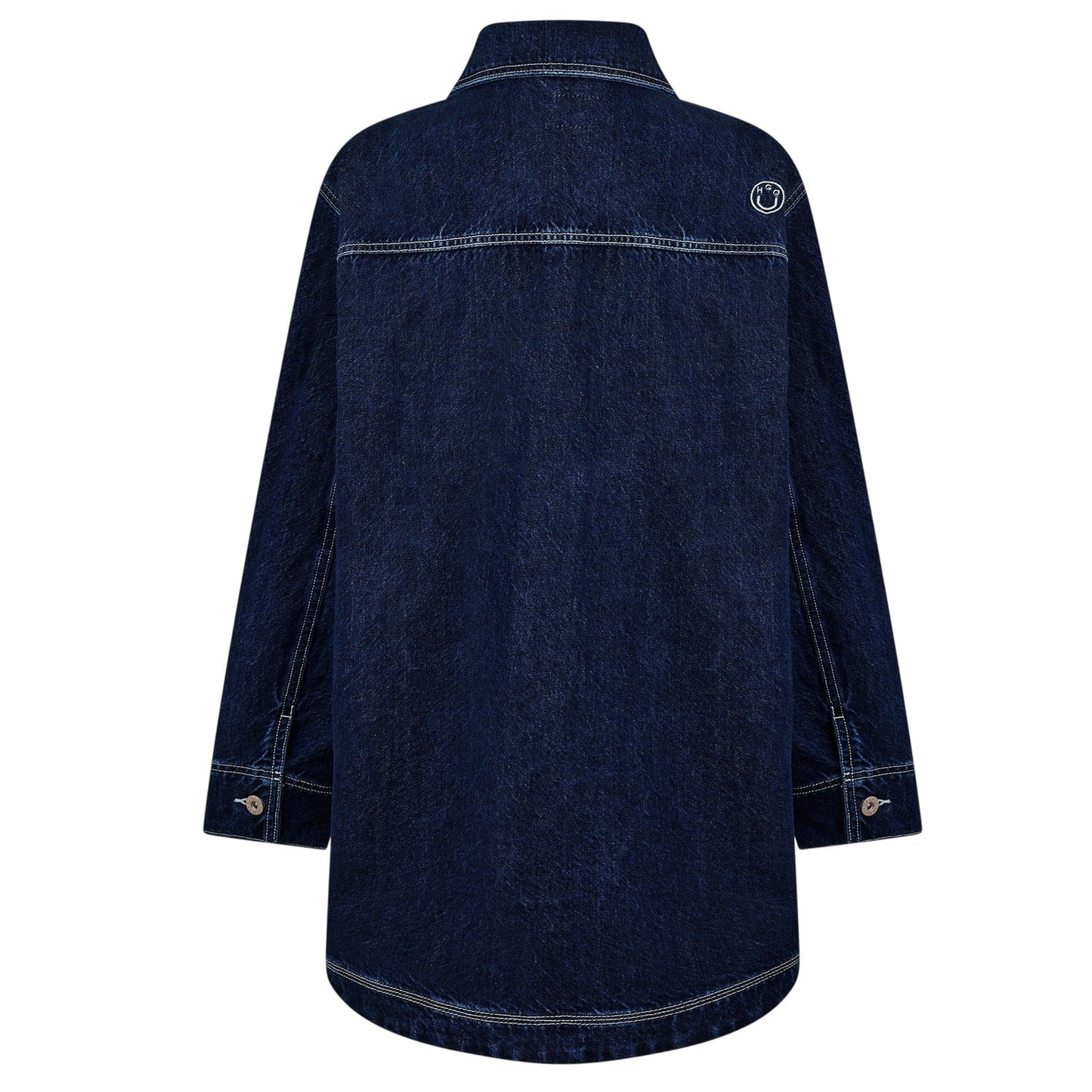 Navy Faded - Back - Hugo Womens-Ladies Longline Denim Jacket
