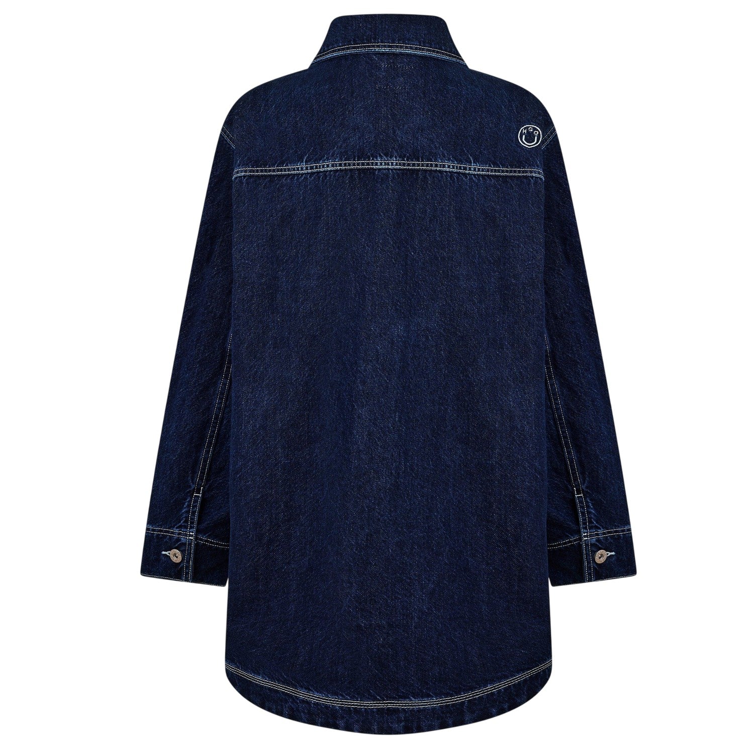 Navy Faded - Back - Hugo Womens-Ladies Longline Denim Jacket