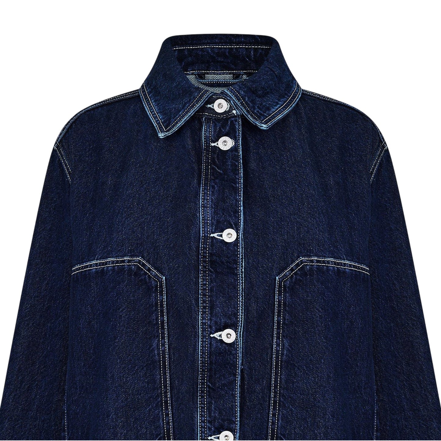 Navy Faded - Side - Hugo Womens-Ladies Longline Denim Jacket