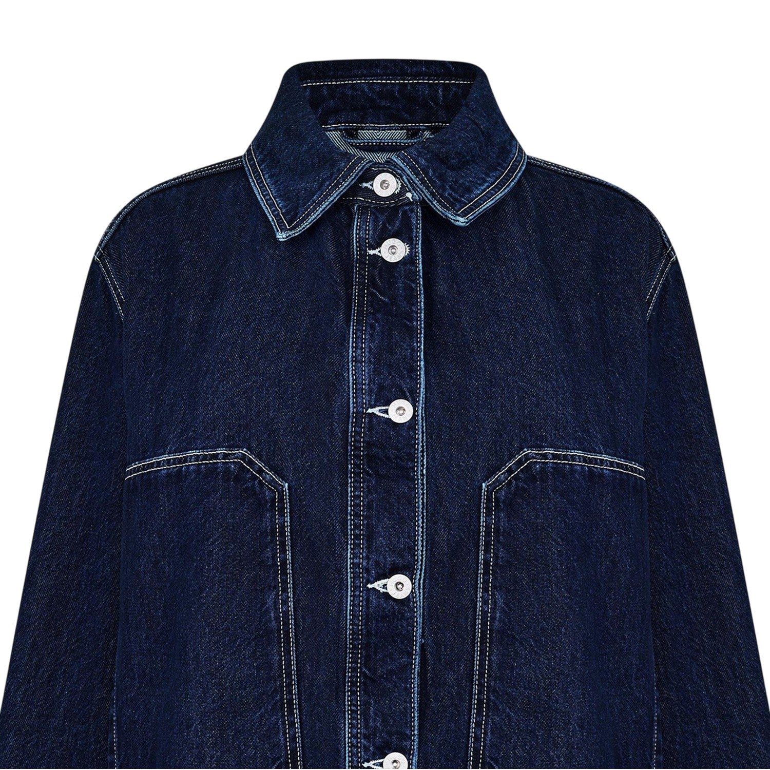 Navy Faded - Side - Hugo Womens-Ladies Longline Denim Jacket