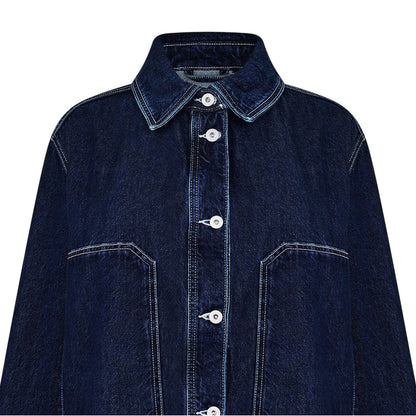 Navy Faded - Side - Hugo Womens-Ladies Longline Denim Jacket