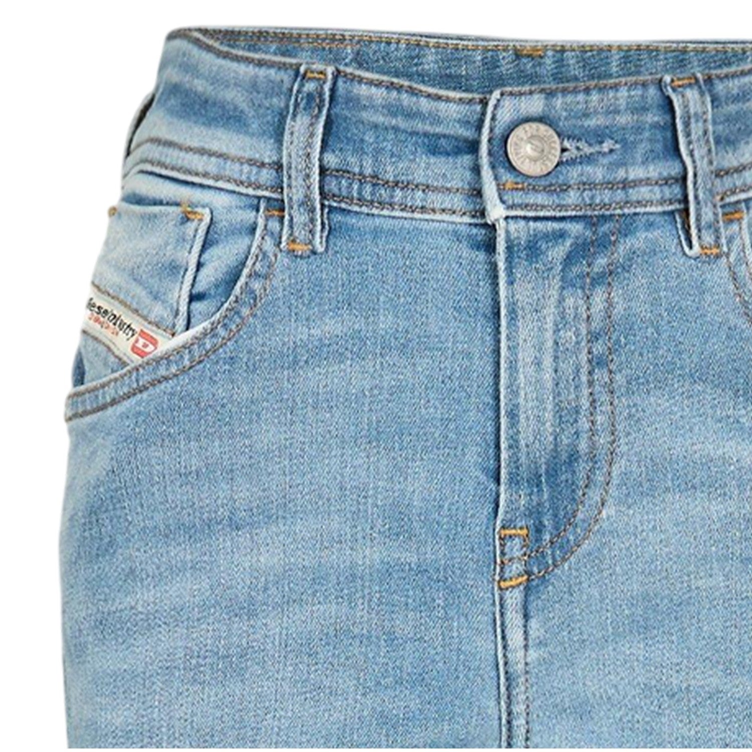 Blue Denim - Side - Diesel Womens-Ladies 5 Pockets Straight Leg Jeans