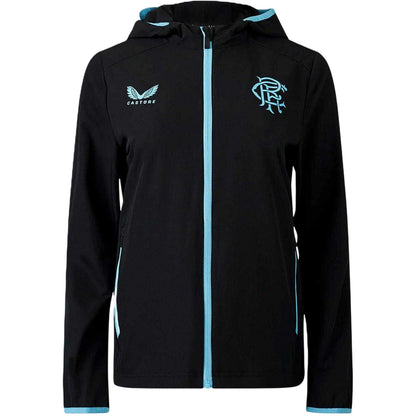 Black-Blue - Front - Castore Womens-Ladies Rangers FC Hooded Jacket