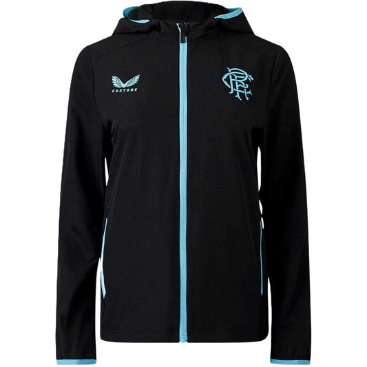 Black-Blue - Front - Castore Womens-Ladies Rangers FC Hooded Jacket