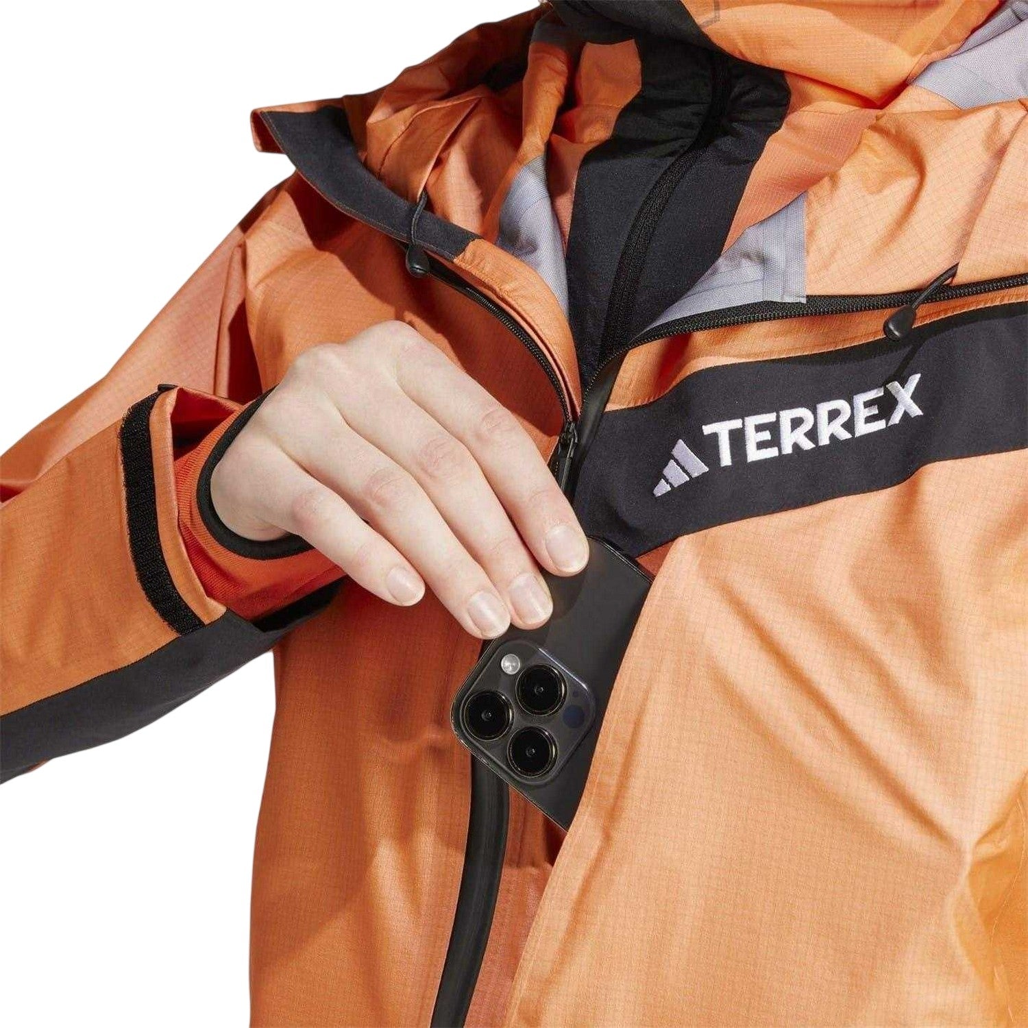 Impact Orange - Side - Adidas Womens-Ladies Terrex Raincoat