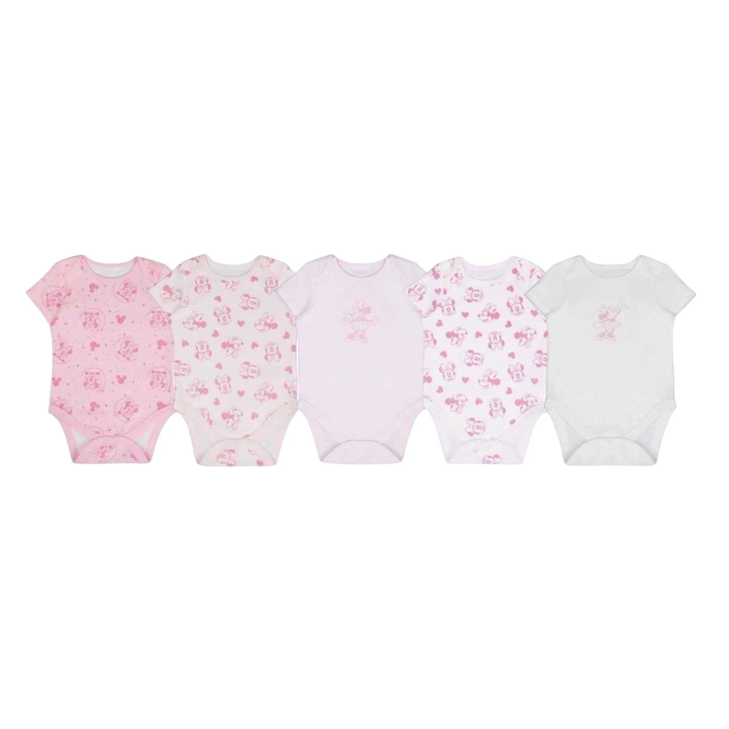 Pink - Front - Disney Baby Minnie Mouse Bodysuit (Pack of 5)