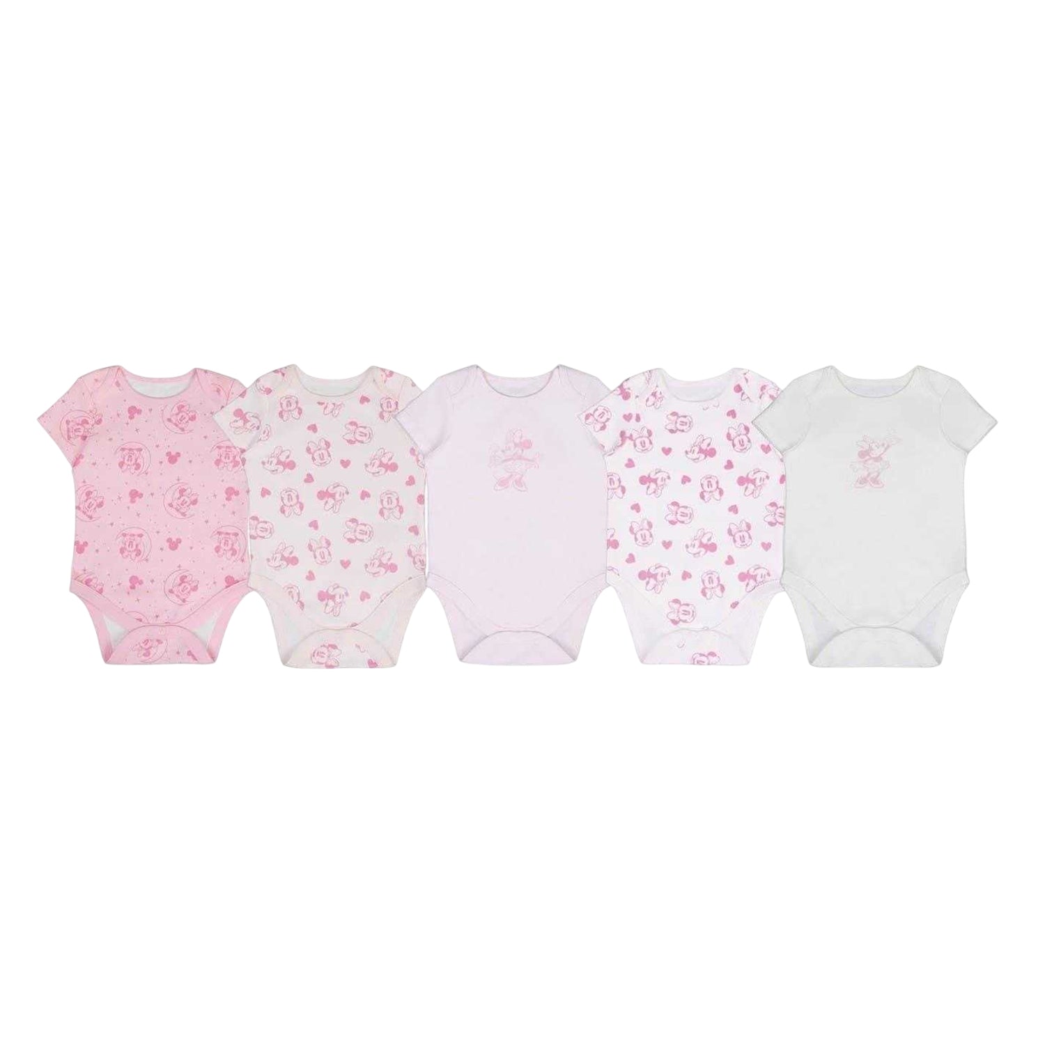 Pink - Front - Disney Baby Minnie Mouse Bodysuit (Pack of 5)