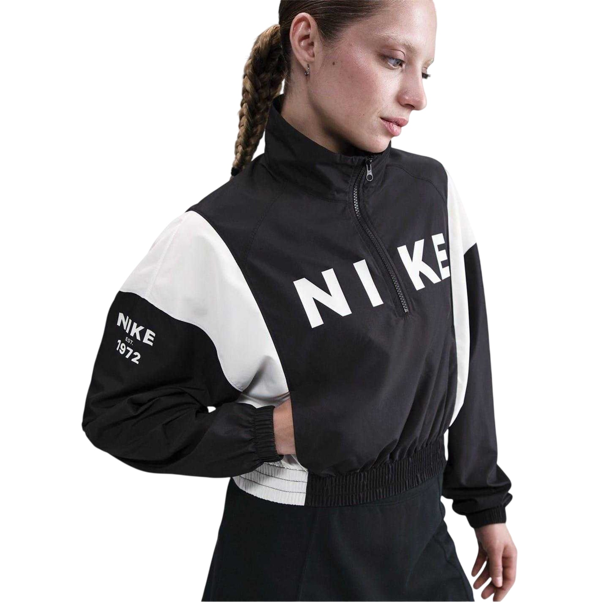 Black-White - Side - Nike Womens-Ladies Colour Block Raglan Windbreaker