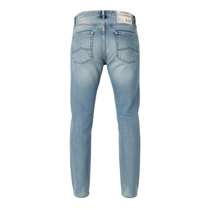 Indigo - Back - Armani Exchange Mens Distressed Tapered Jeans