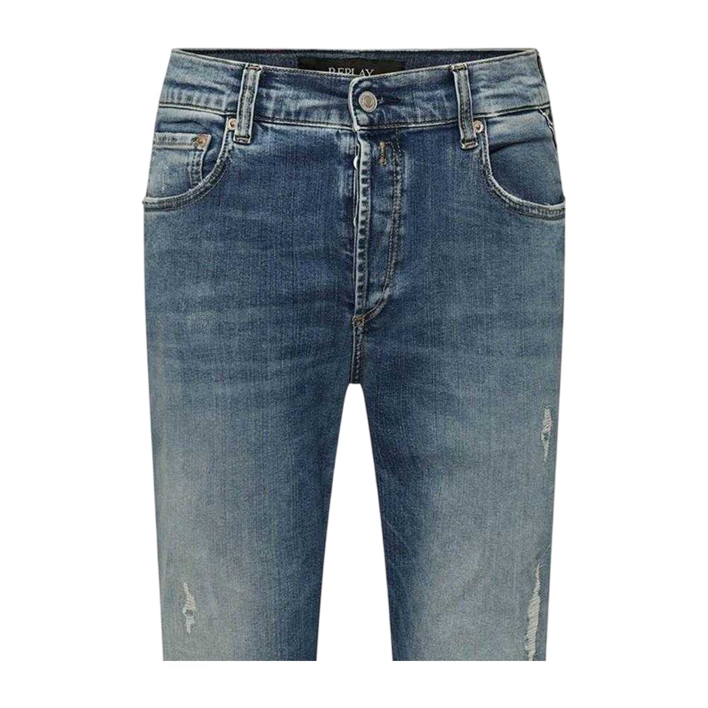 Blue - Side - Replay Womens-Ladies Straight Leg Jeans