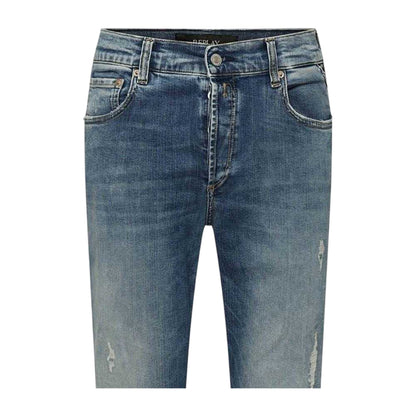 Blue - Side - Replay Womens-Ladies Straight Leg Jeans