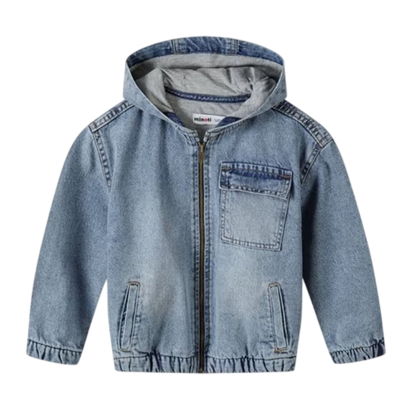 Blue Denim Stonewash - Front - Minoti Boys Denim Jacket