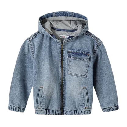Blue Denim Stonewash - Front - Minoti Boys Denim Jacket