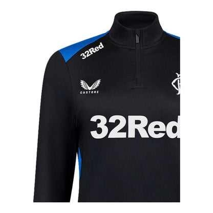 Peacoat Navy - Side - Castore Womens-Ladies Rangers FC Quarter Zip Long-Sleeved Training Fleece Top