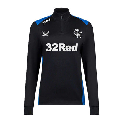 Peacoat Navy - Front - Castore Womens-Ladies Rangers FC Quarter Zip Long-Sleeved Training Fleece Top