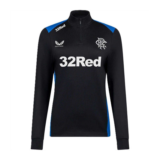 Peacoat Navy - Front - Castore Womens-Ladies Rangers FC Quarter Zip Long-Sleeved Training Fleece Top