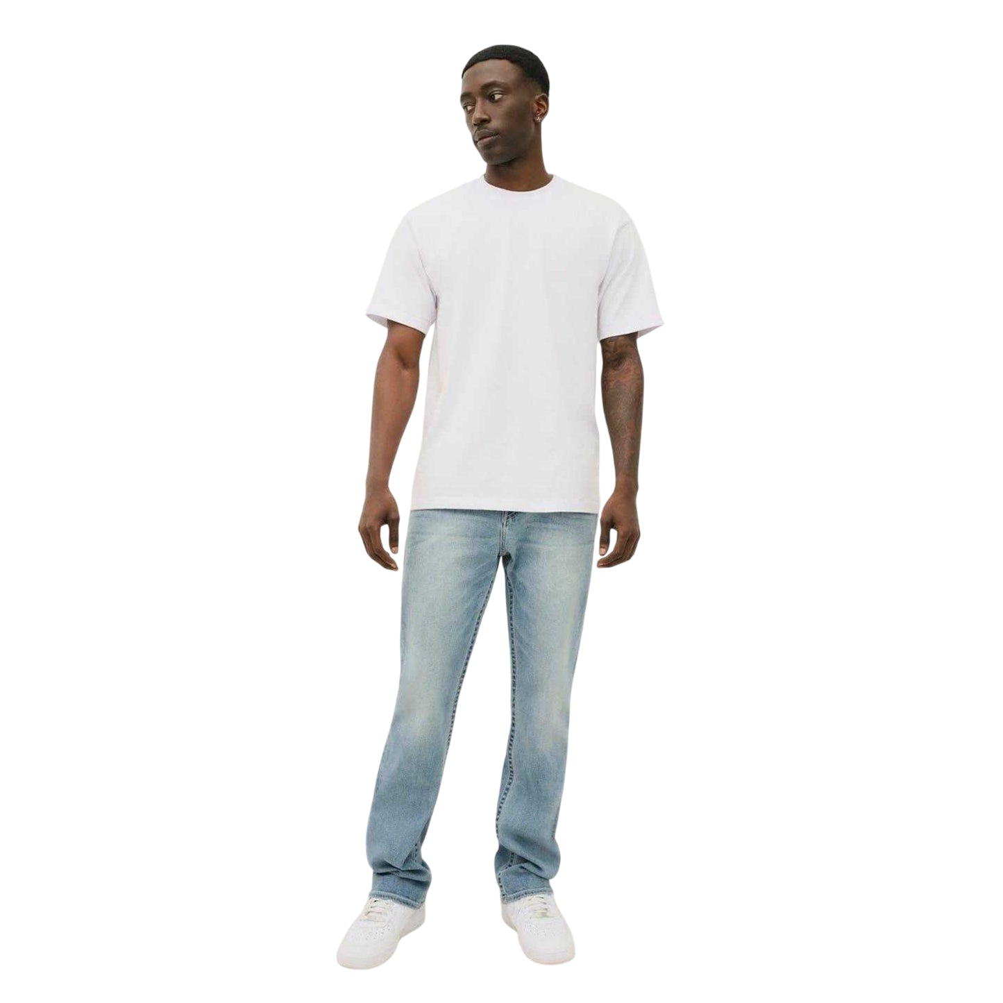 Blue - Side - True Religion Mens Denim Straight Jeans