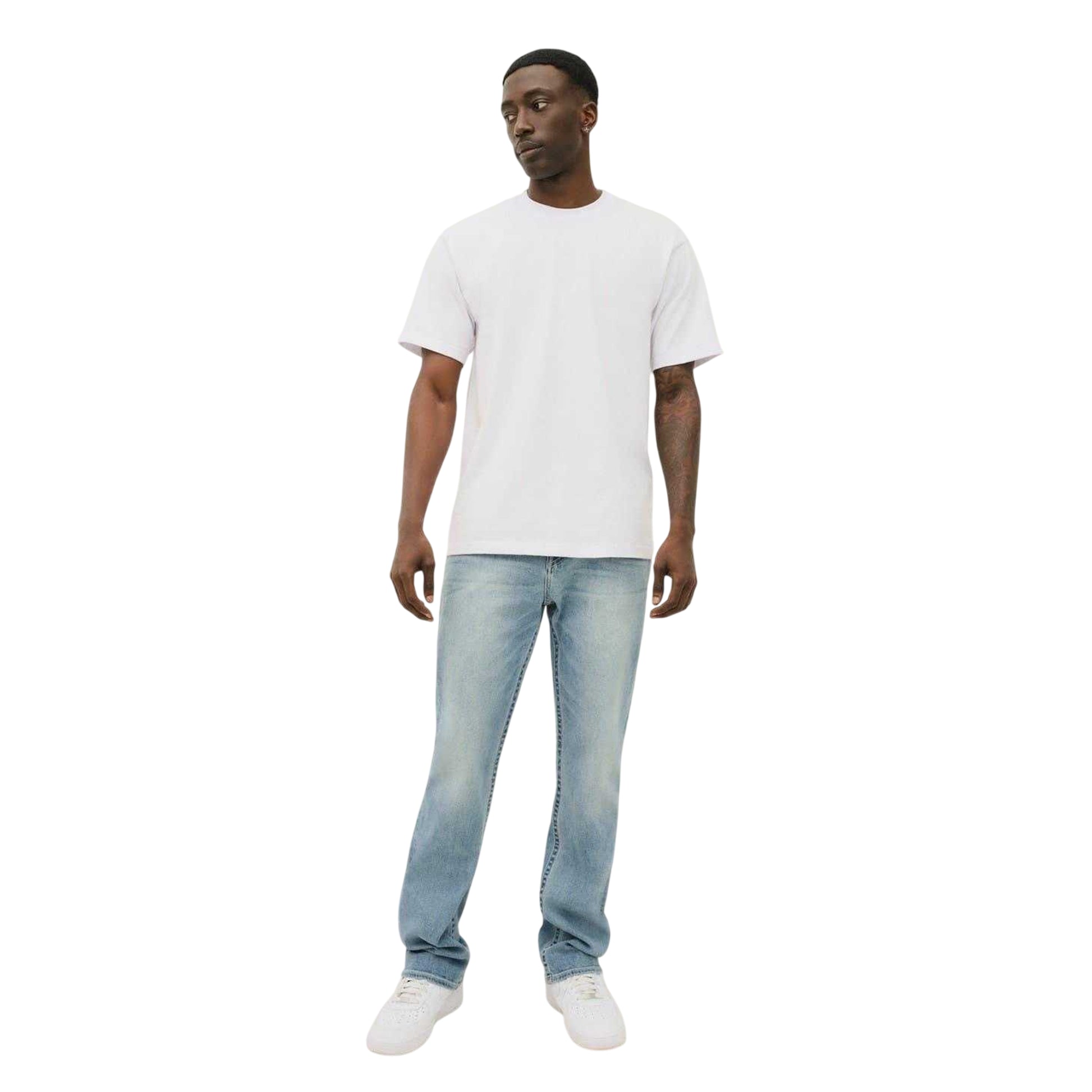Blue - Side - True Religion Mens Denim Straight Jeans