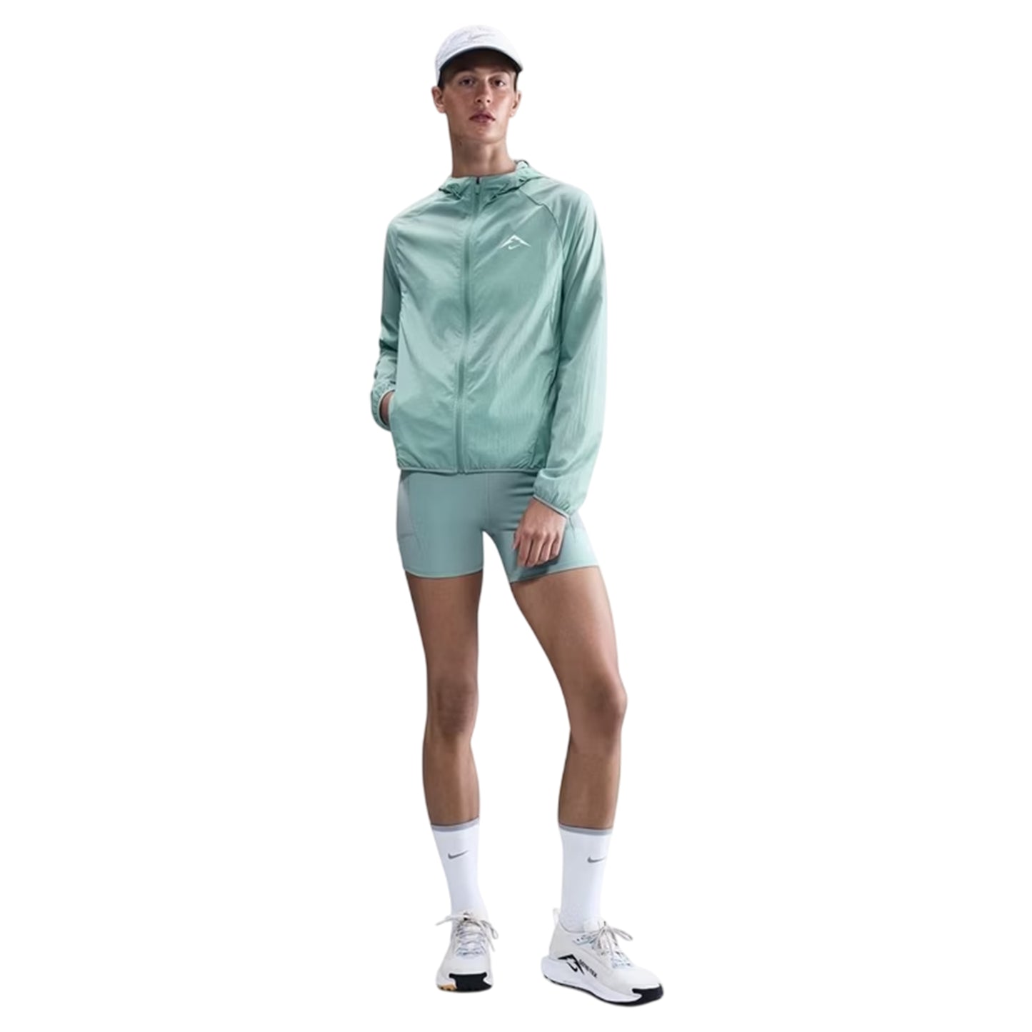Green-White - Front - Nike Womens-Ladies Trail Windbreaker