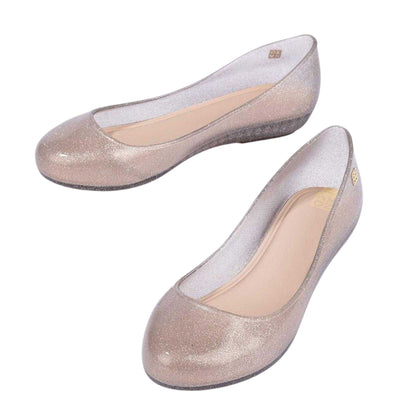 Clear - Back - Zaxy Womens-Ladies Glitter Ballet Flats