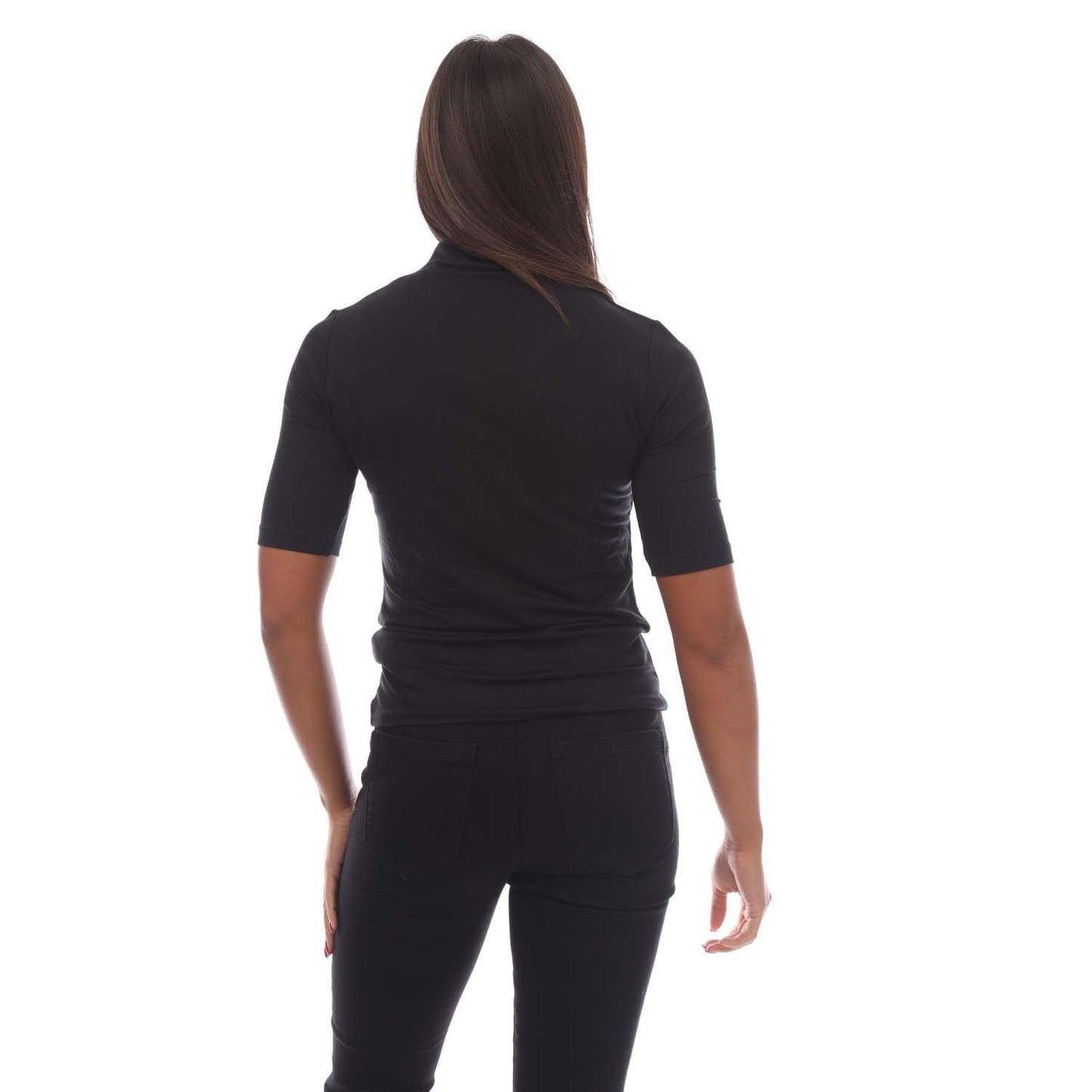 Black - Back - Boss Womens-Ladies Etikat Mock Neck T-Shirt