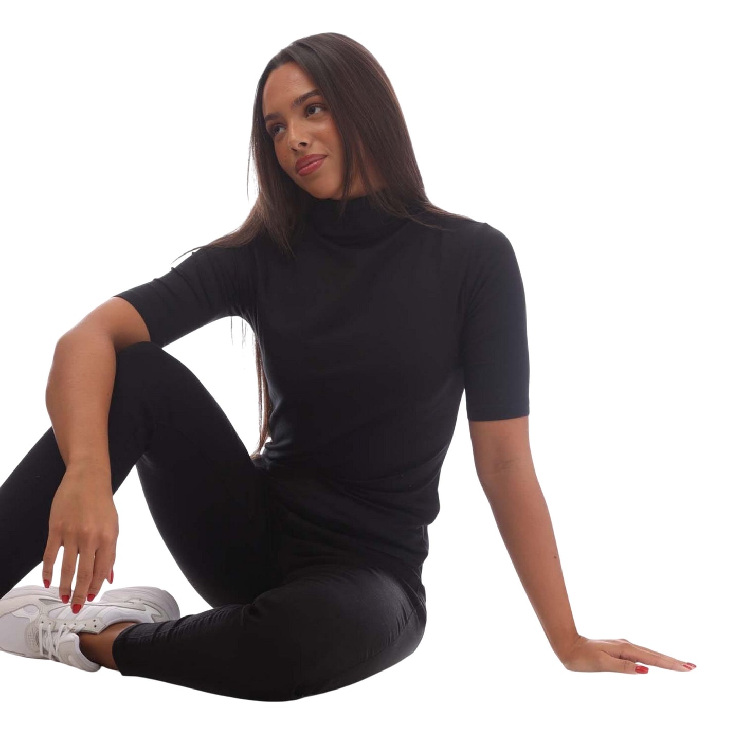 Black - Lifestyle - Boss Womens-Ladies Etikat Mock Neck T-Shirt