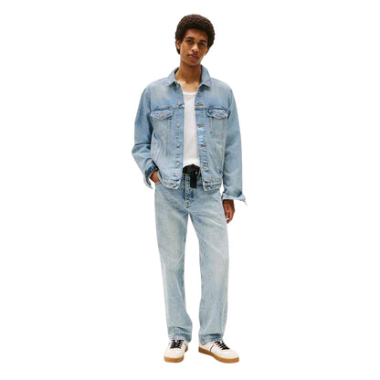 Blue - Side - Tommy Jeans Mens Flag Denim Jacket