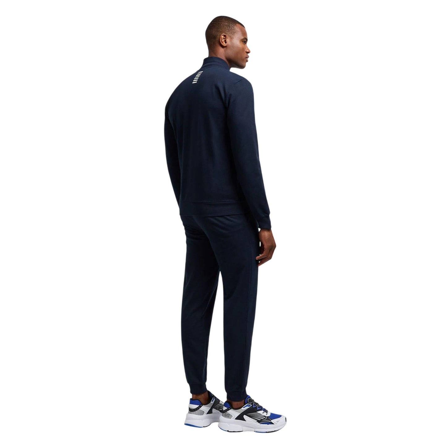 Navy - Back - Emporio Armani EA7 Mens Cotton Blend Tracksuit Set