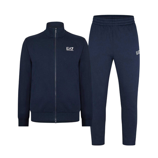 Navy - Front - Emporio Armani EA7 Mens Cotton Blend Tracksuit Set